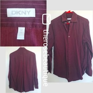DKNY Wine Striped Dress Shirt